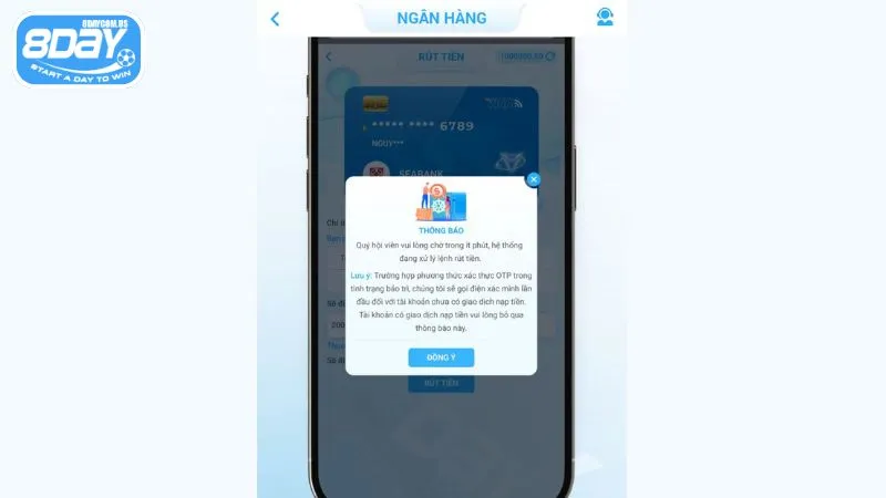 8Day luôn sẵn sàng hỗ trợ khi người chơi rút tiền