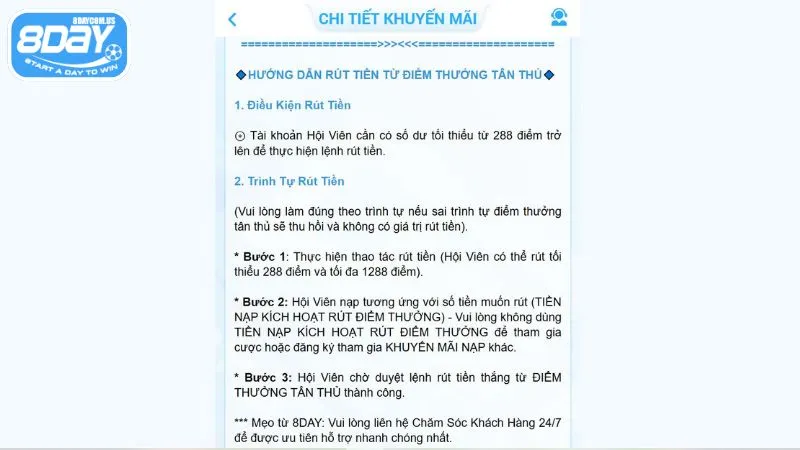 Người chơi có thể rút tiền từ ưu đãi về tài khoản của mình